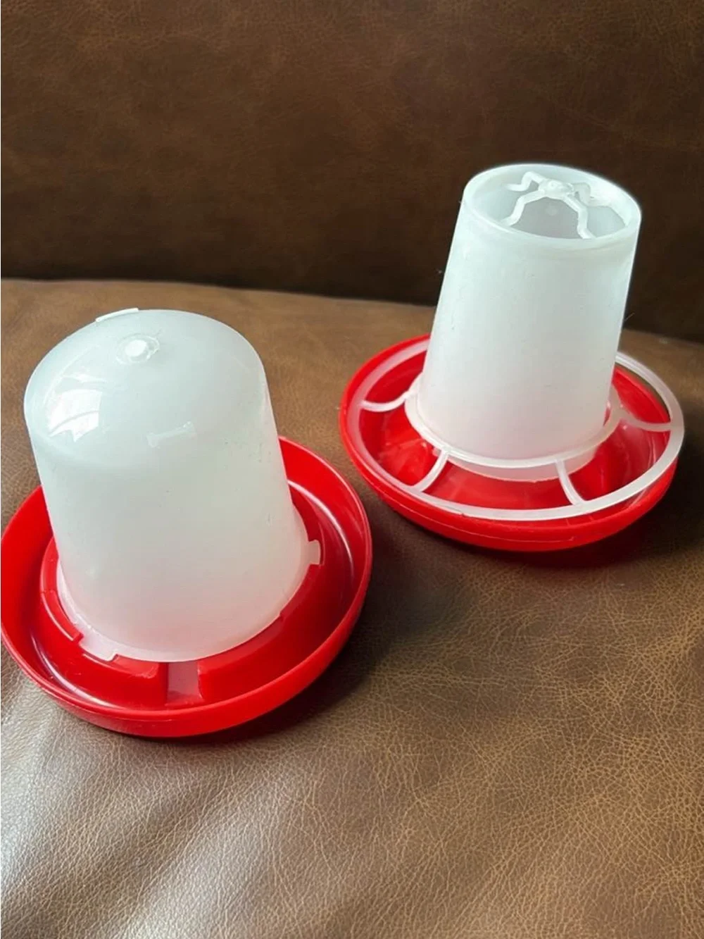 Red & White Poultry Waterer / Feeder Set